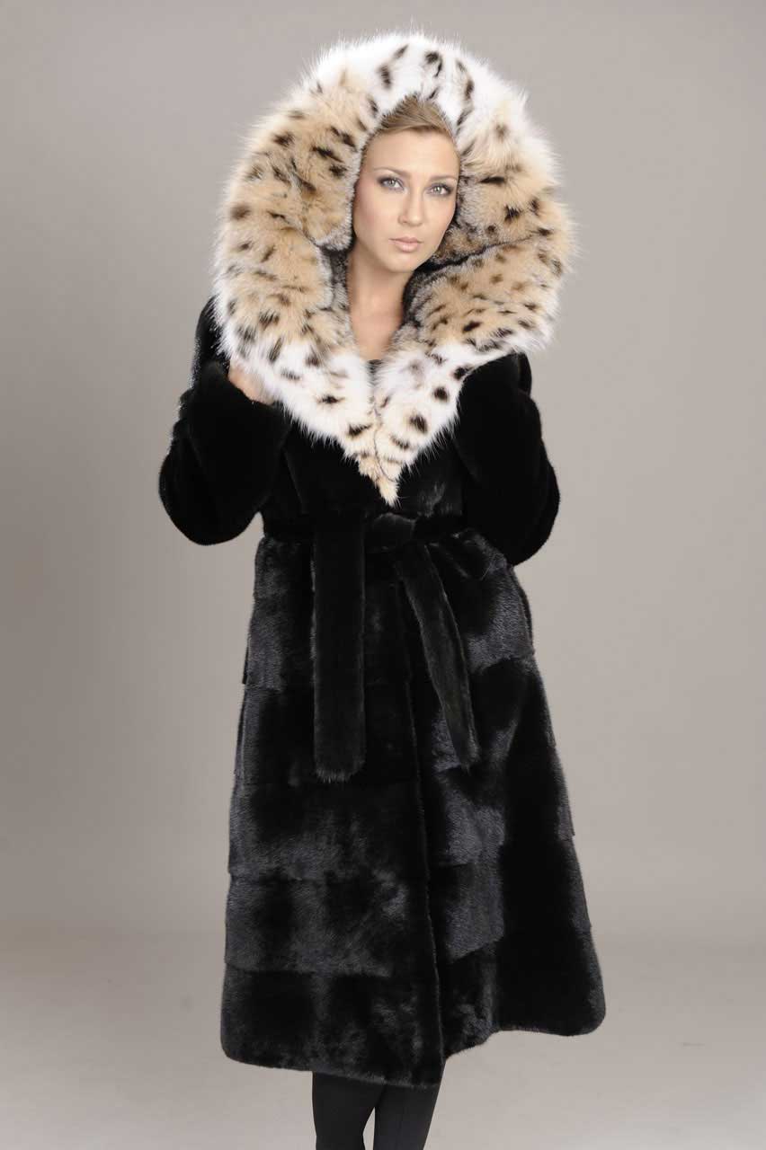 5727 - sitename%% | Brand new modern mink coat with cat lynx hood